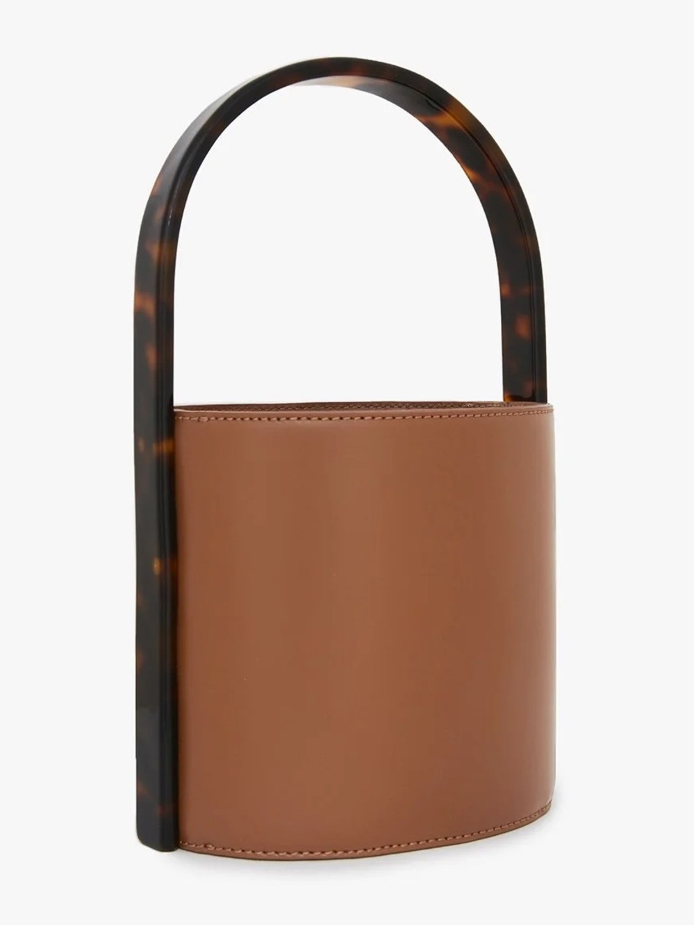 NWOT Staud tan leather Bissett bucket bag with tortoise shell handle